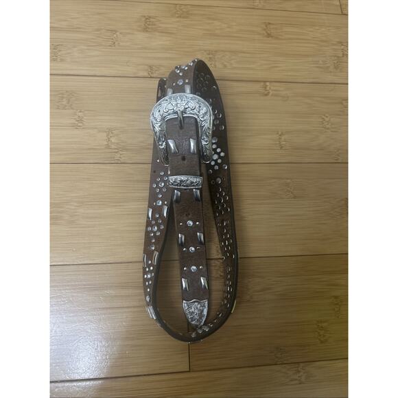 Vintage Guess Women’s Y2K Rhinestone Studded Beaded Belt Rodeo Western Sz M - Picture 1 of 6
